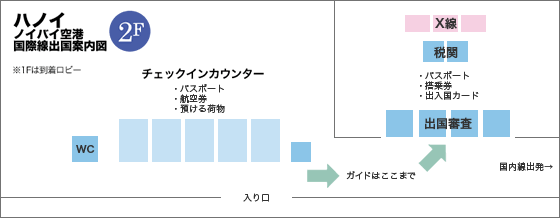 ハノイ　ノイバイ空港　国際線出国案内図